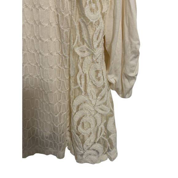 Indigo Soul Women’s Size XL Ivory Lace Tunic Long Sleeve Bohemian Blouse Top - Picture 4 of 6